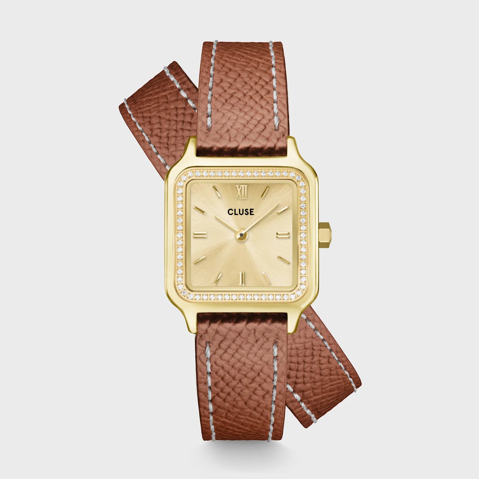 CLUSE Gracieuse Petite Double Leather With Stones Gold/Nutshell - John Ross Jewellers