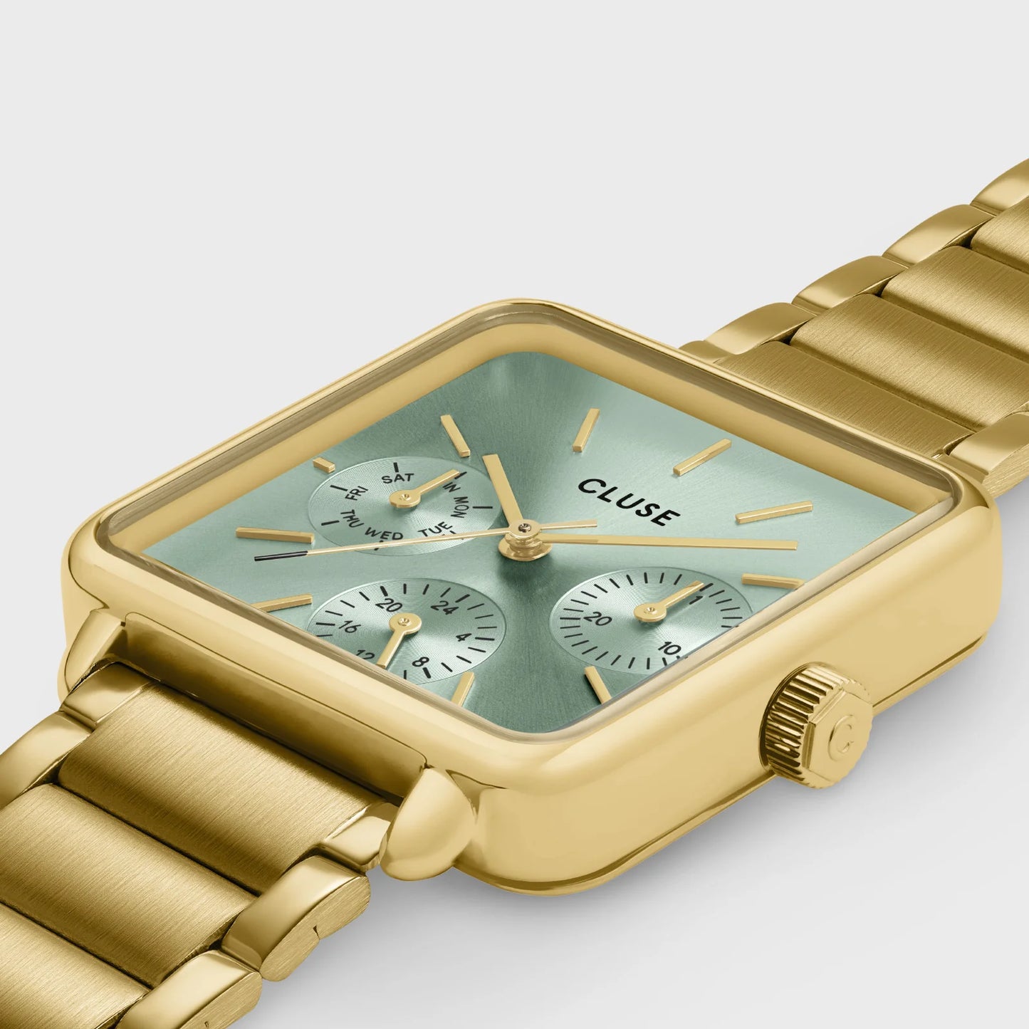 CLUSE La Tétragone Multifunction Gold/Sage Green - John Ross Jewellers