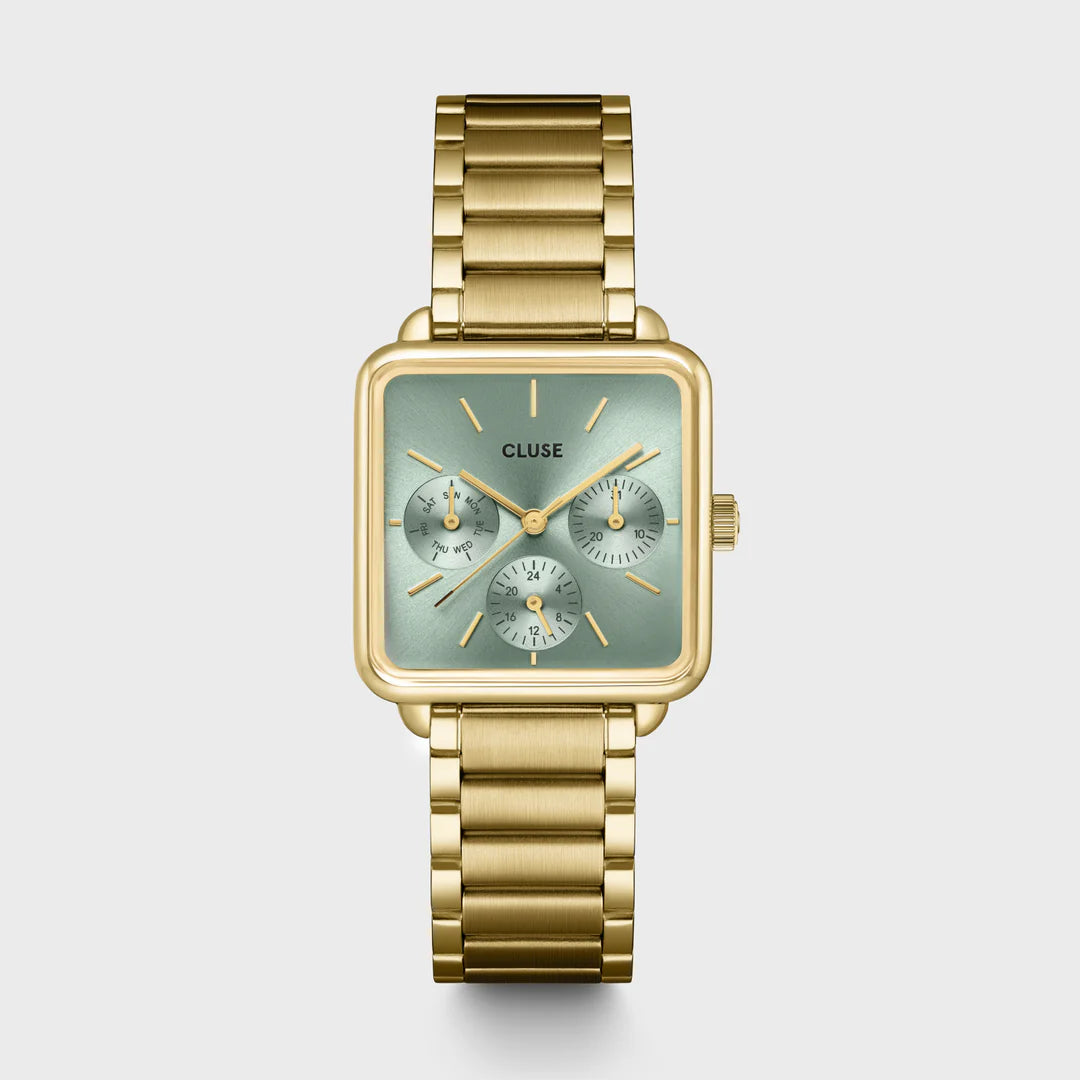 CLUSE La Tétragone Multifunction Gold/Sage Green - John Ross Jewellers
