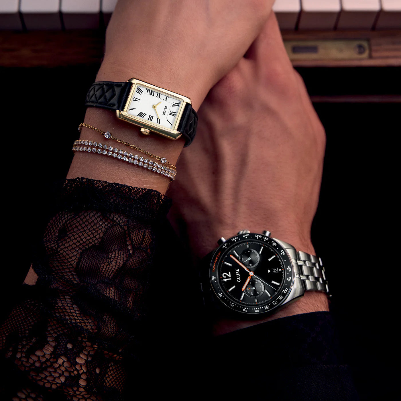 CLUSE Belisenna Quilted Leather Gold/Black - John Ross Jewellers