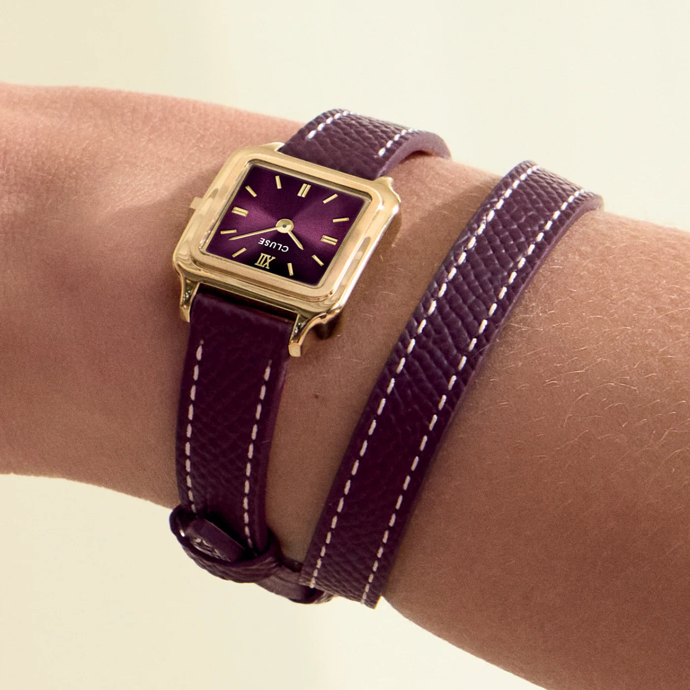 CLUSE Gracieuse Mini Double Leather Gold/Wine - John Ross Jewellers