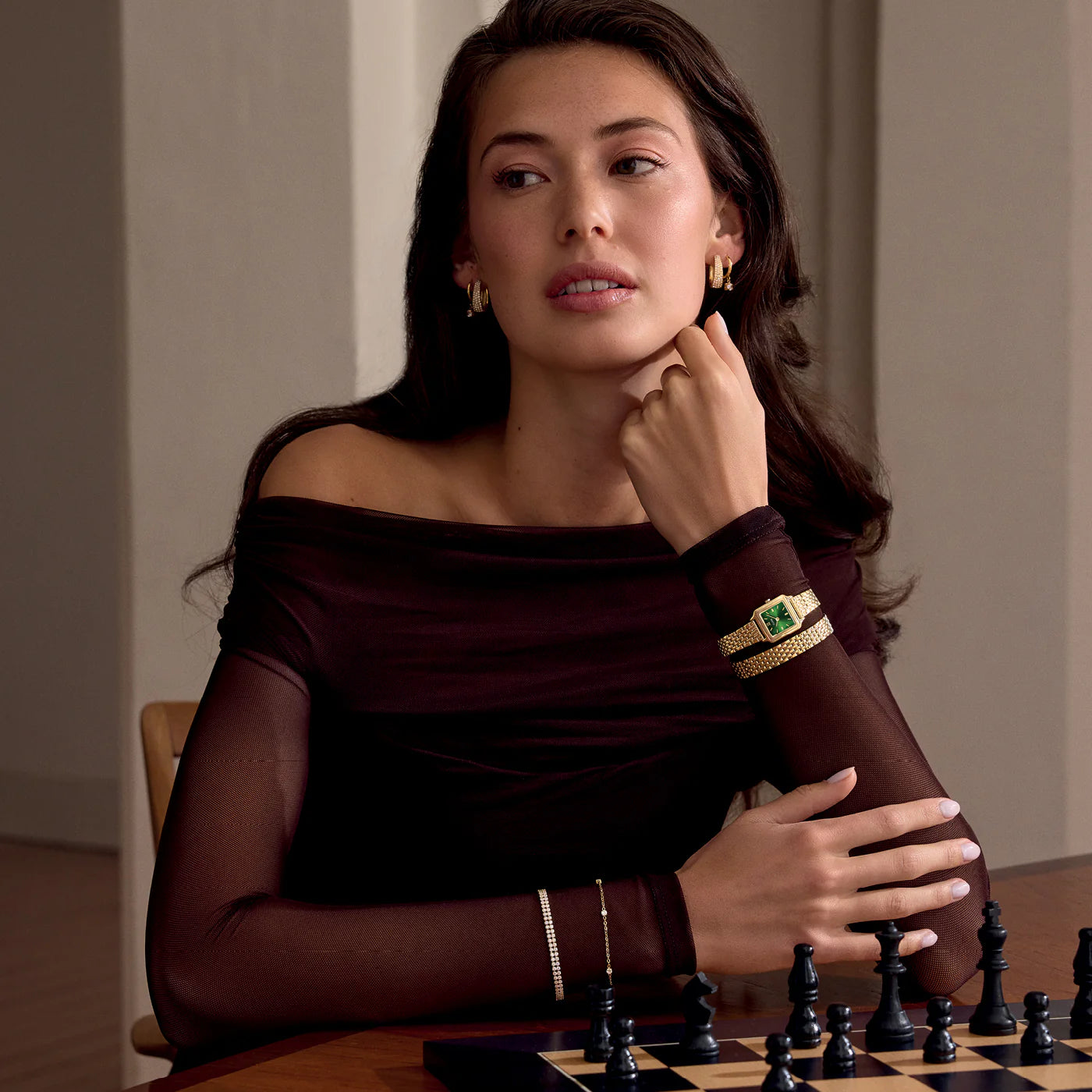 CLUSE Gracieuse Mini Double Gold/Forest Green - John Ross Jewellers