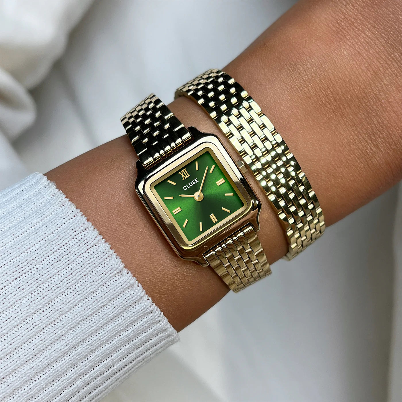 CLUSE Gracieuse Mini Double Gold/Forest Green - John Ross Jewellers
