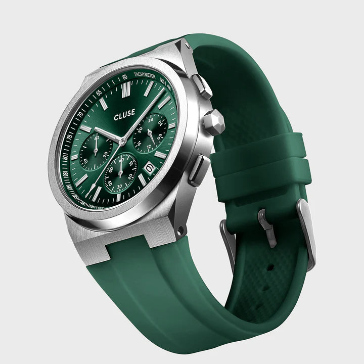 CLUSE Vigoureux Chrono Steel Green | Silicone