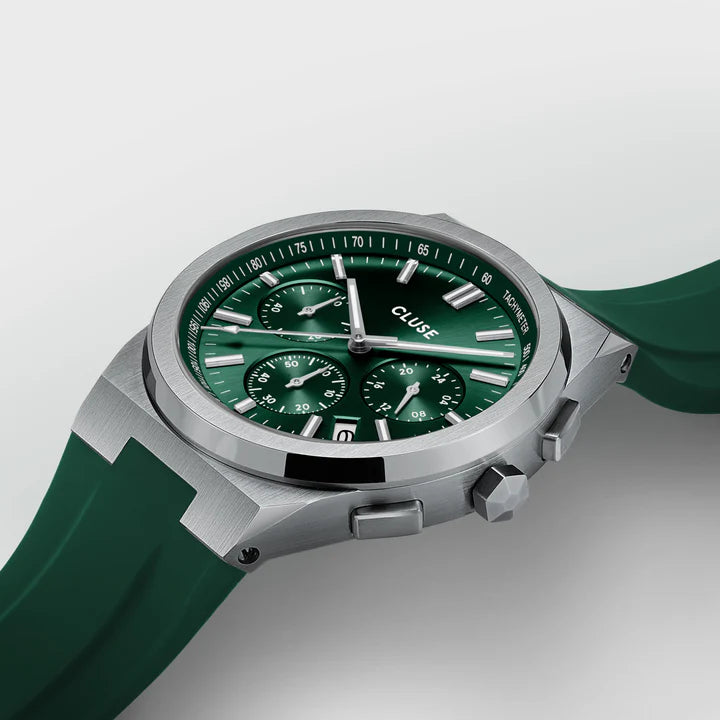 CLUSE Vigoureux Chrono Steel Green | Silicone