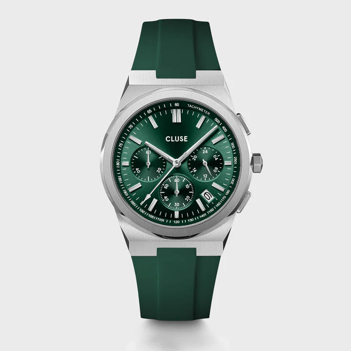 CLUSE Vigoureux Chrono Steel Green | Silicone