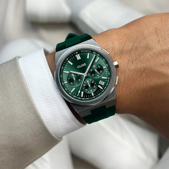 CLUSE Vigoureux Chrono Steel Green | Silicone