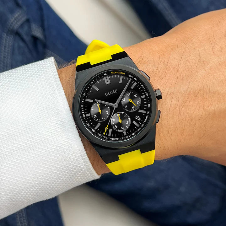 CLUSE Vigoureux Chrono Black Yellow | Silicone