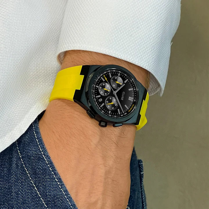 CLUSE Vigoureux Chrono Black Yellow | Silicone