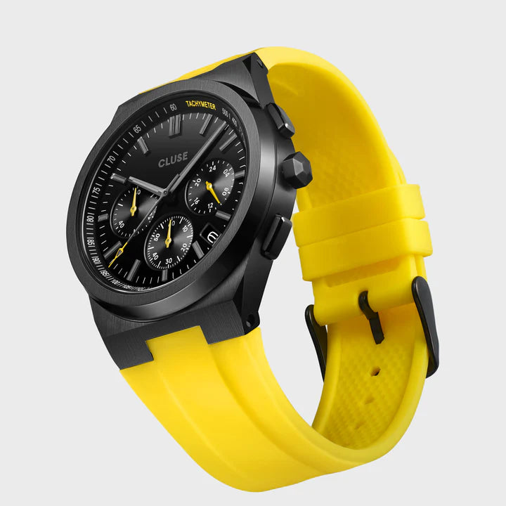 CLUSE Vigoureux Chrono Black Yellow | Silicone