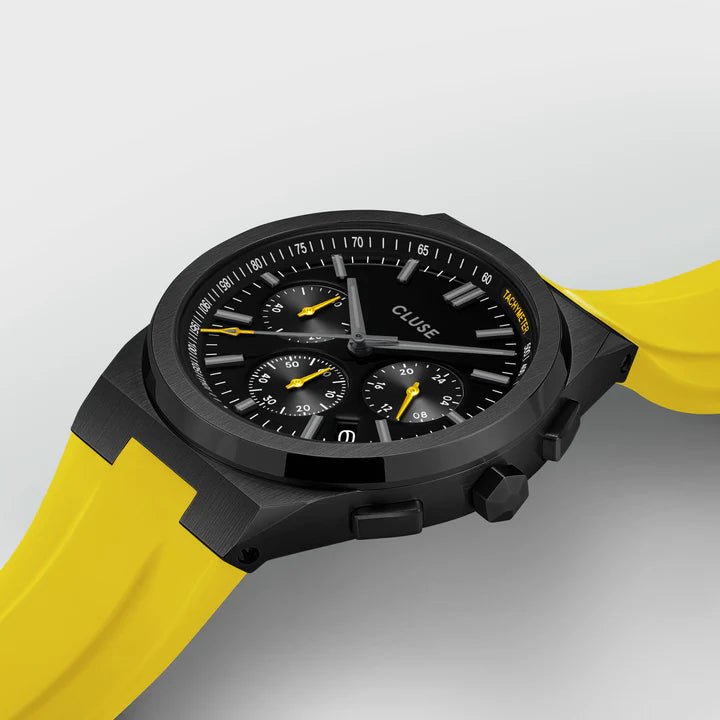 CLUSE Vigoureux Chrono Black Yellow | Silicone