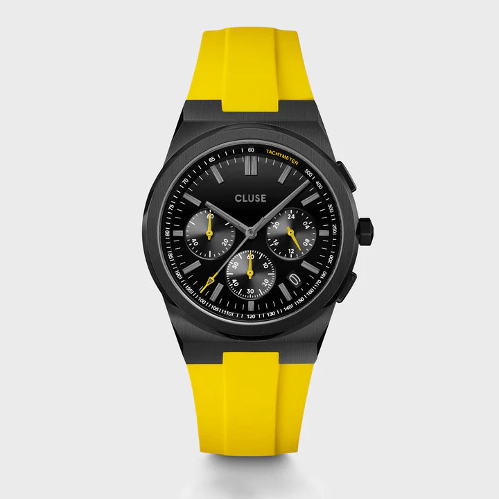 CLUSE Vigoureux Chrono Black Yellow | Silicone