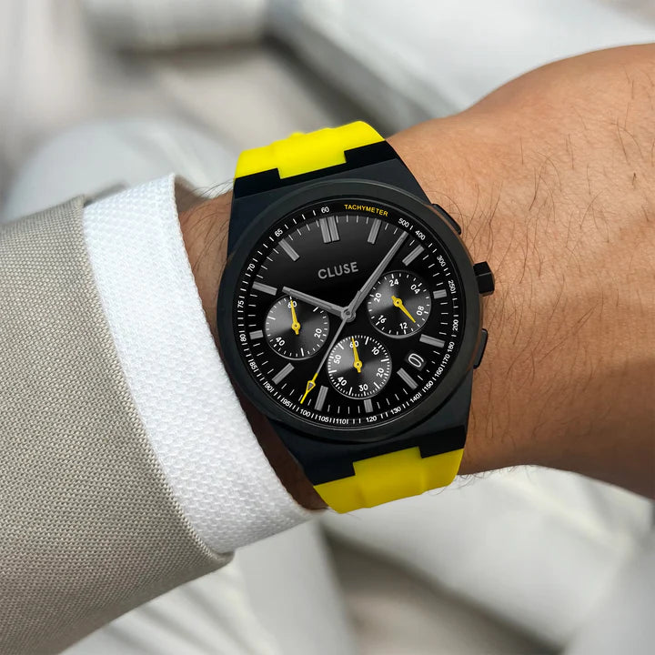 CLUSE Vigoureux Chrono Black Yellow | Silicone