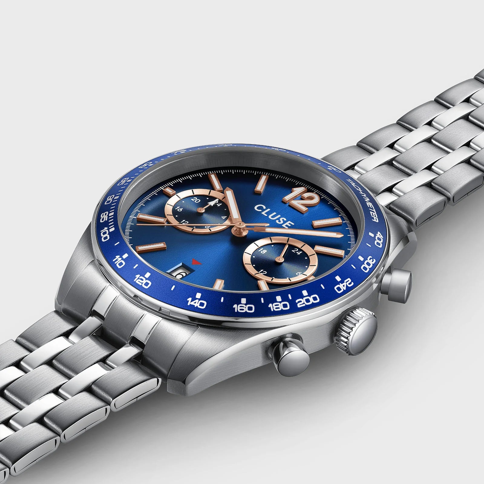 CLUSE Aravis Dual Timer Silver | Blue - John Ross Jewellers