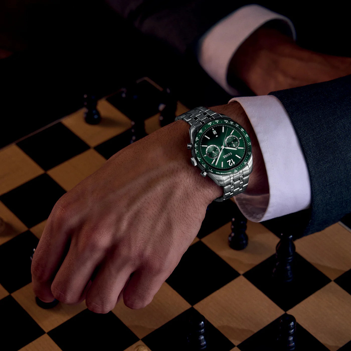 CLUSE Aravis Dual Timer Silver | Green - John Ross Jewellers