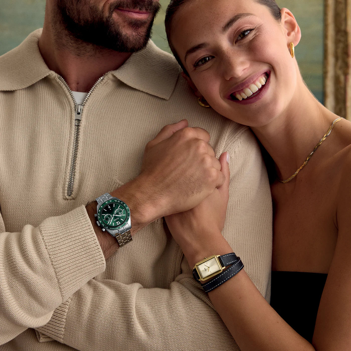 CLUSE Aravis Dual Timer Silver | Green - John Ross Jewellers