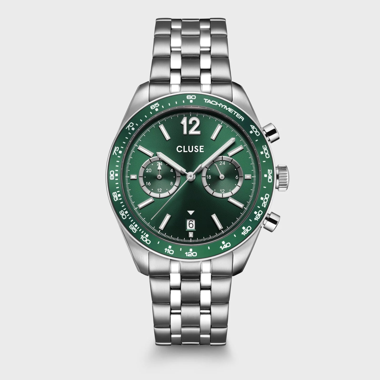 CLUSE Aravis Dual Timer Silver | Green - John Ross Jewellers