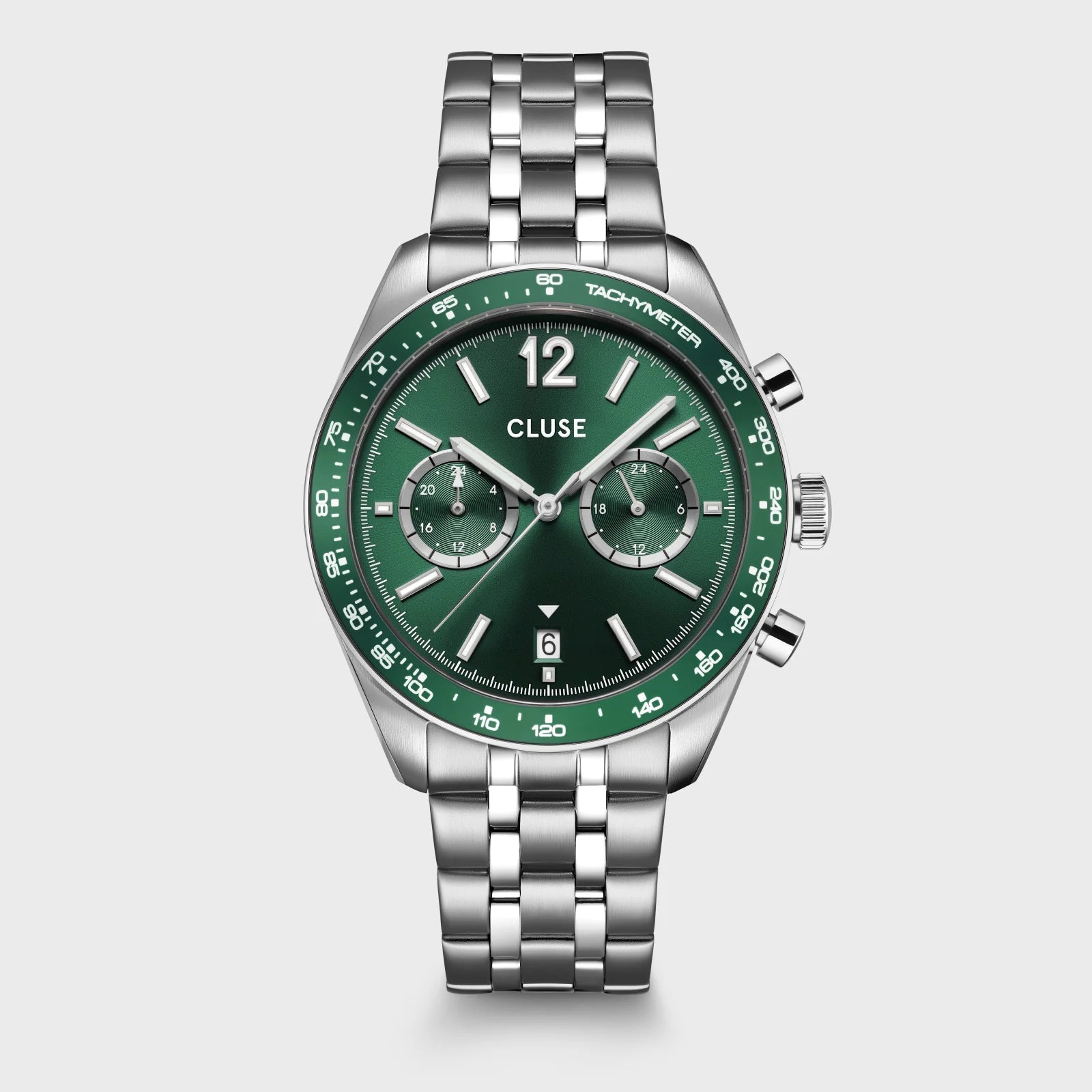 CLUSE Aravis Dual Timer Silver | Green - John Ross Jewellers