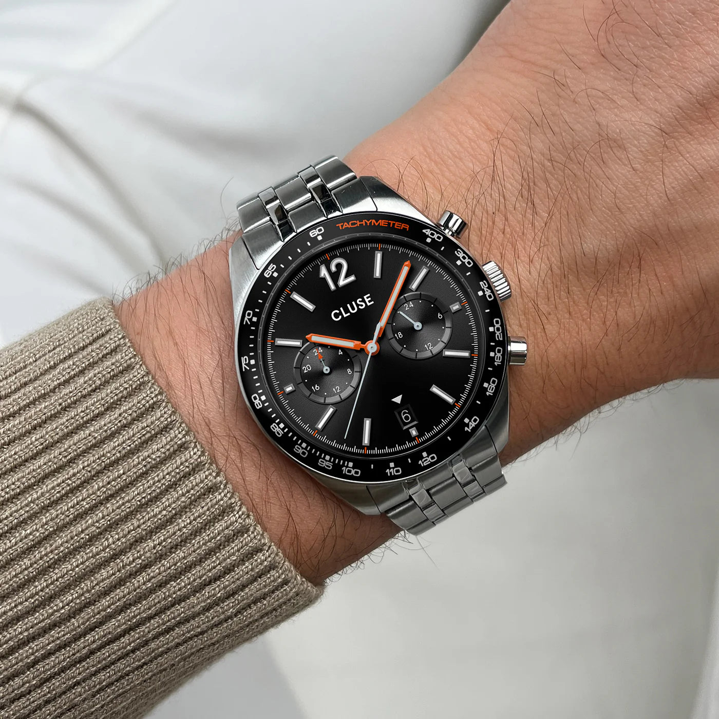 CLUSE Aravis Dual Timer Silver | Black - John Ross Jewellers