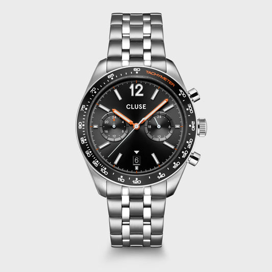 CLUSE Aravis Dual Timer Silver | Black - John Ross Jewellers