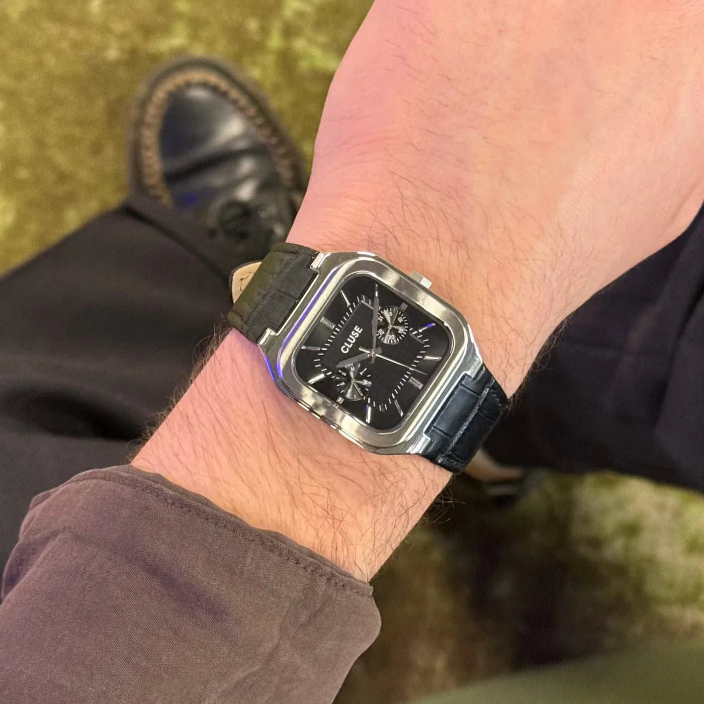 CLUSE Quadrus Multifunction Leather Silver/Black