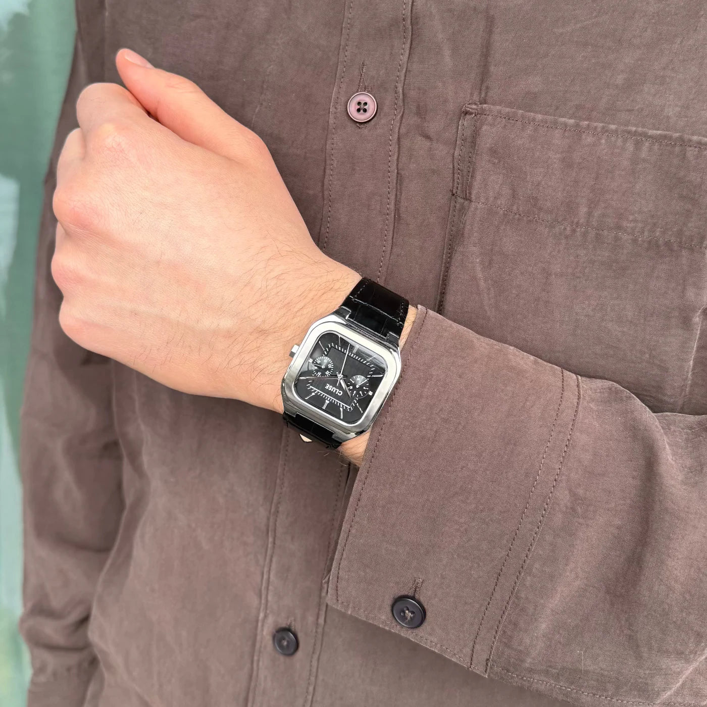 CLUSE Quadrus Multifunction Leather Silver/Black