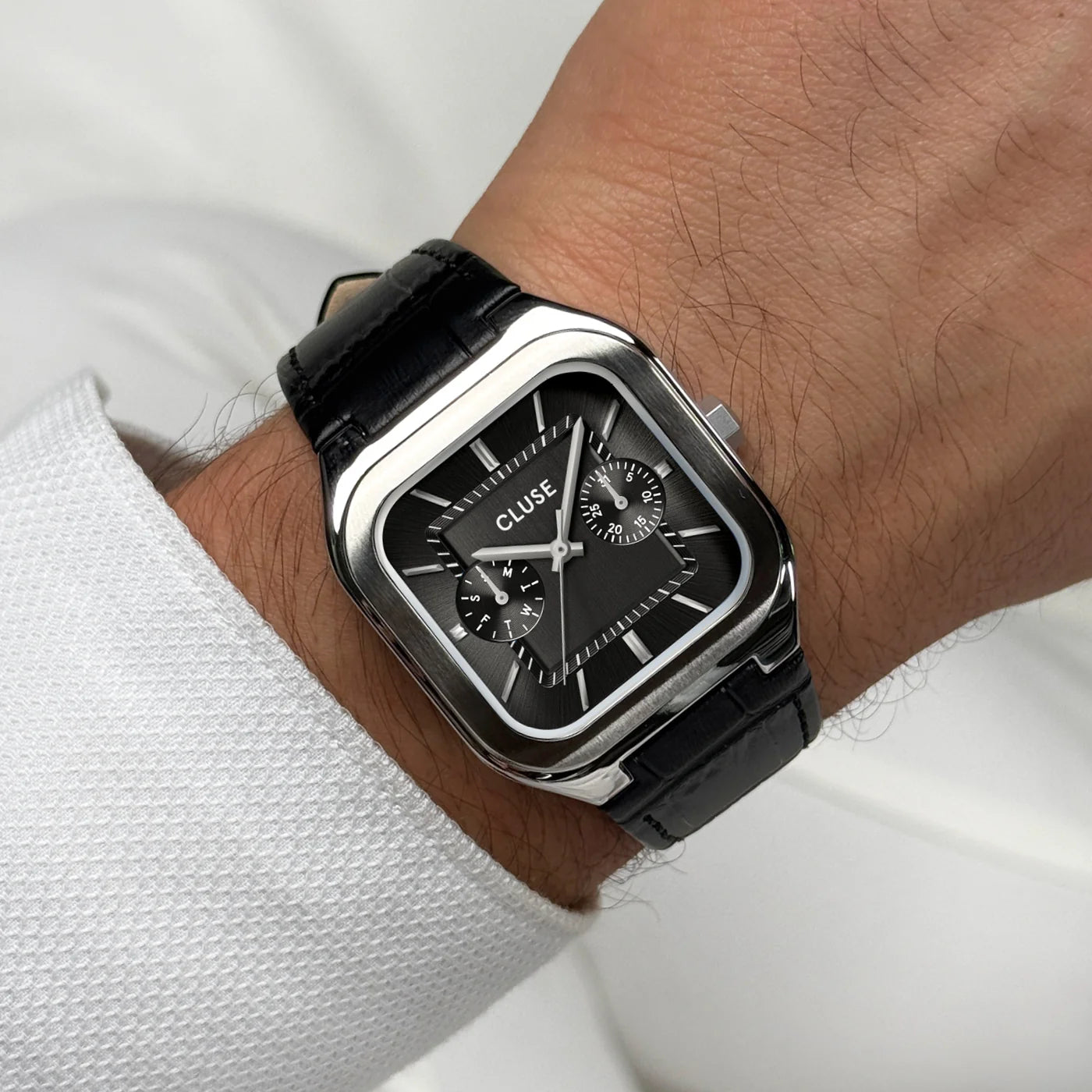 CLUSE Quadrus Multifunction Leather Silver/Black