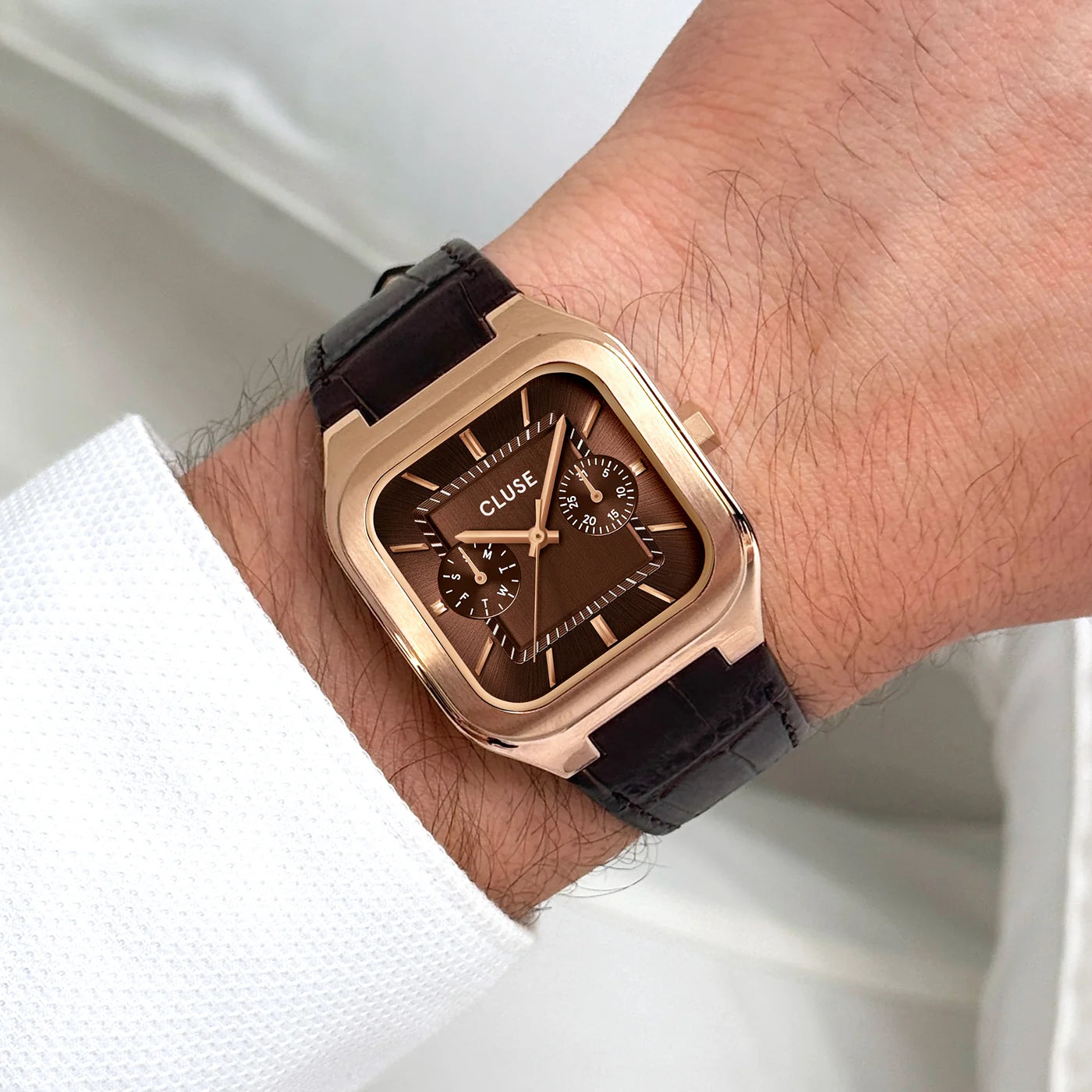 CLUSE Quadrus Multifunction Leather Rose Gold/Brown