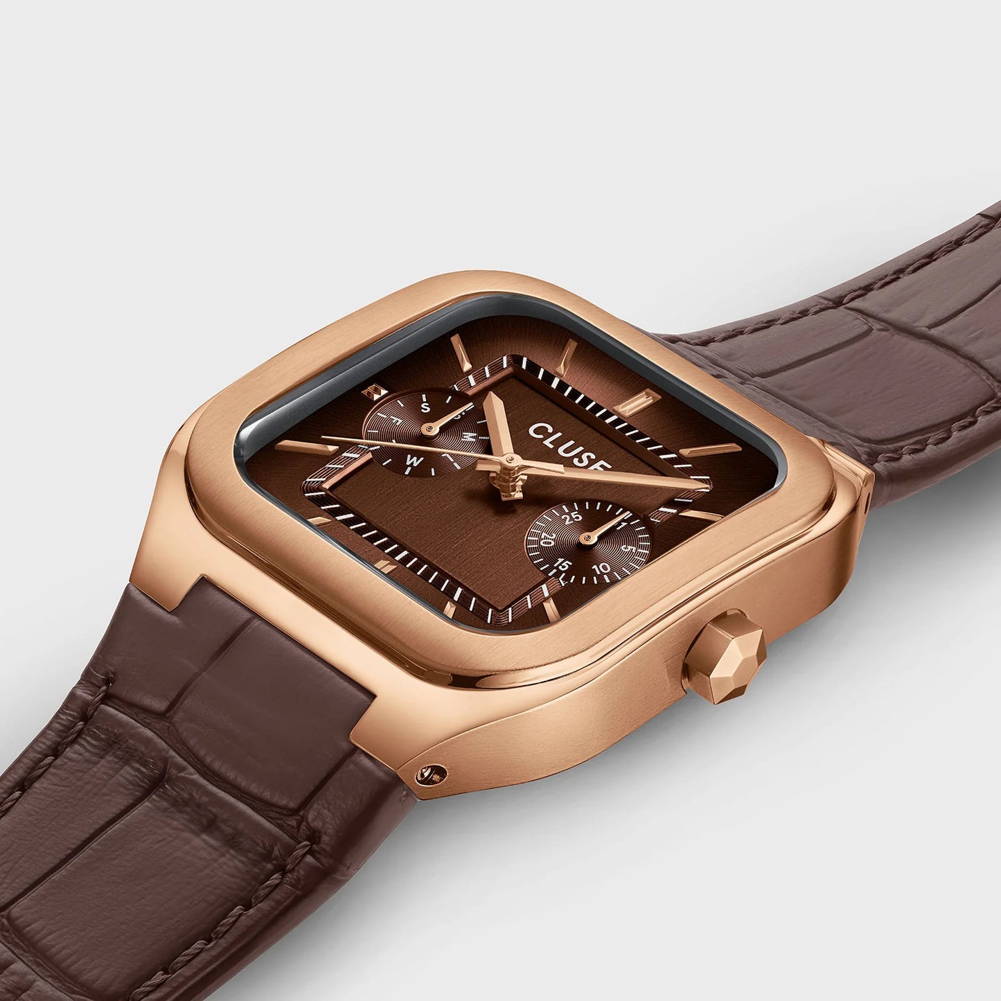 CLUSE Quadrus Multifunction Leather Rose Gold/Brown