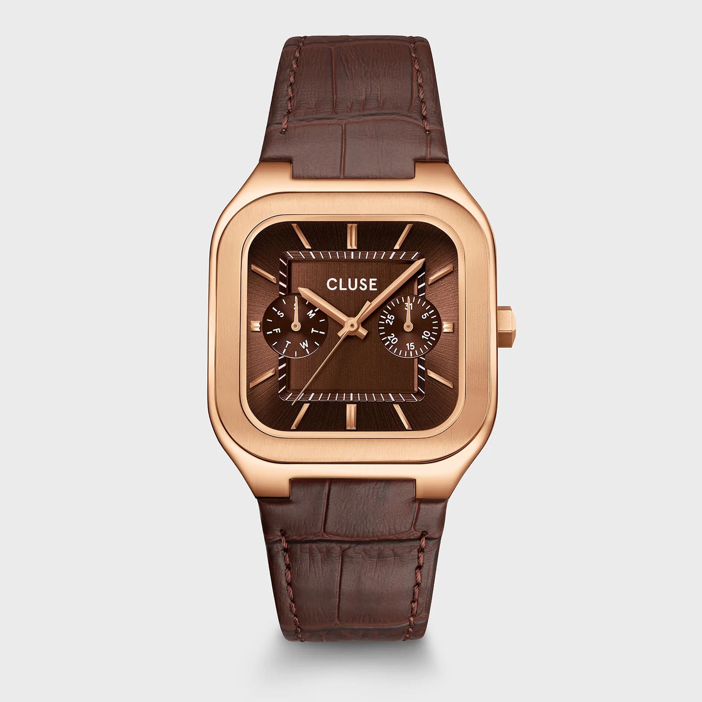 CLUSE Quadrus Multifunction Leather Rose Gold/Brown
