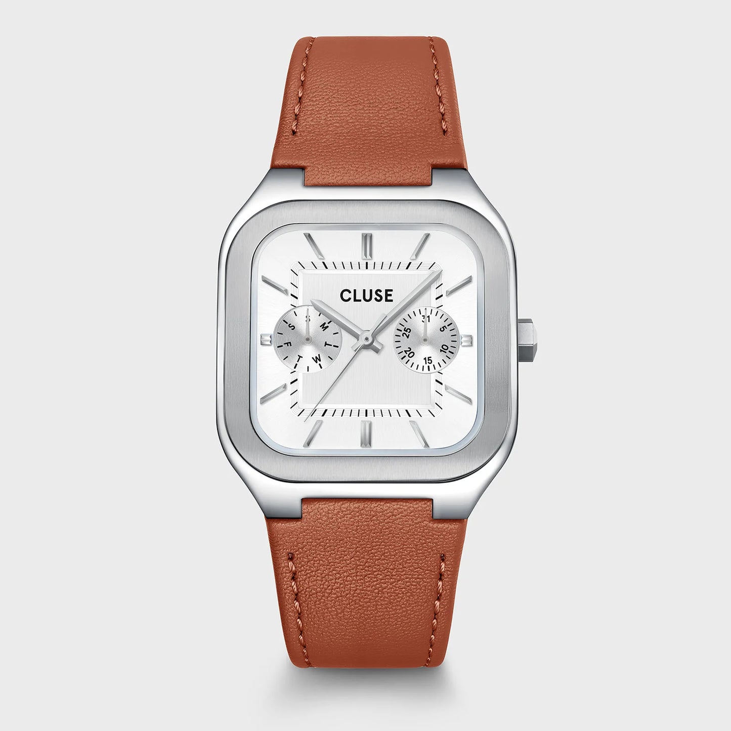CLUSE Quadrus Multifunction Leather Silver/Light Brown