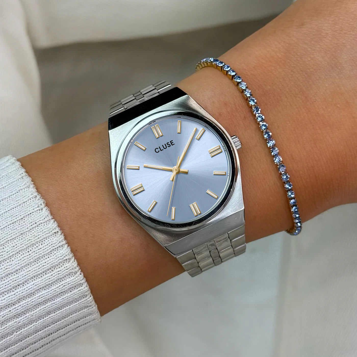 CLUSE Retro 70's Gold/Light Blue - John Ross Jewellers