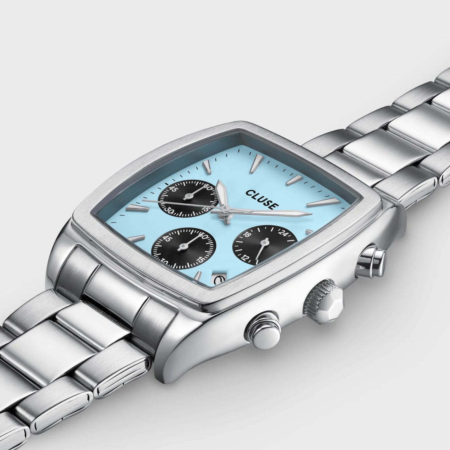 CLUSE Quartaut Chrono Steel Silver/Blue & Black - John Ross Jewellers