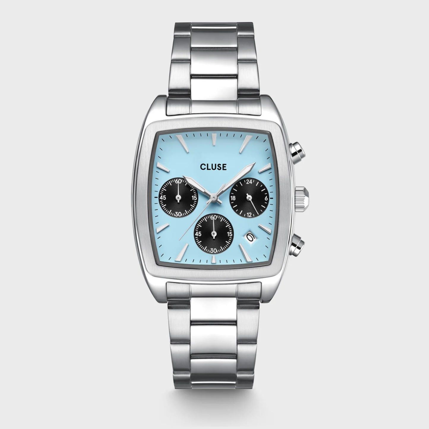 CLUSE Quartaut Chrono Steel Silver/Blue & Black - John Ross Jewellers