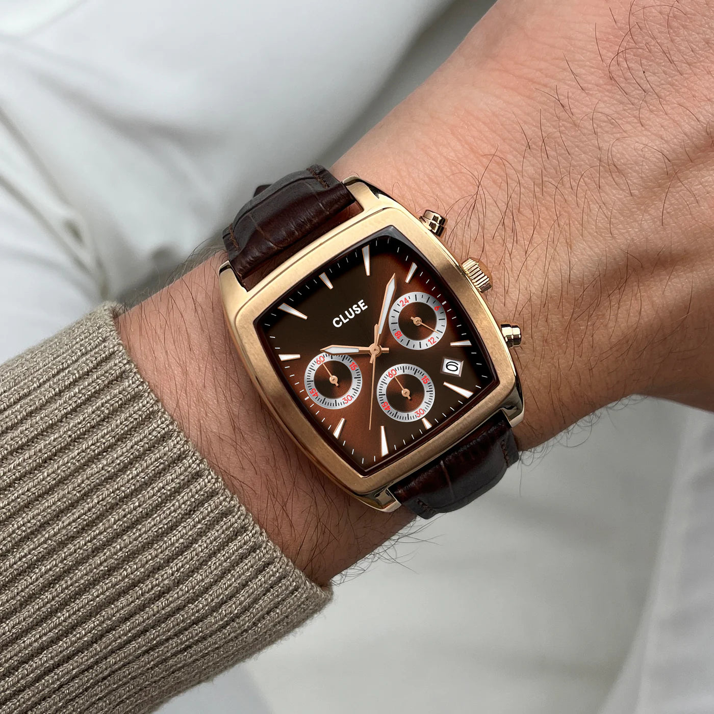 CLUSE Quartaut Leather Rose Gold/Brown - John Ross Jewellers