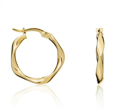 9ct Gold Ribbon Twist Hoop Earrings