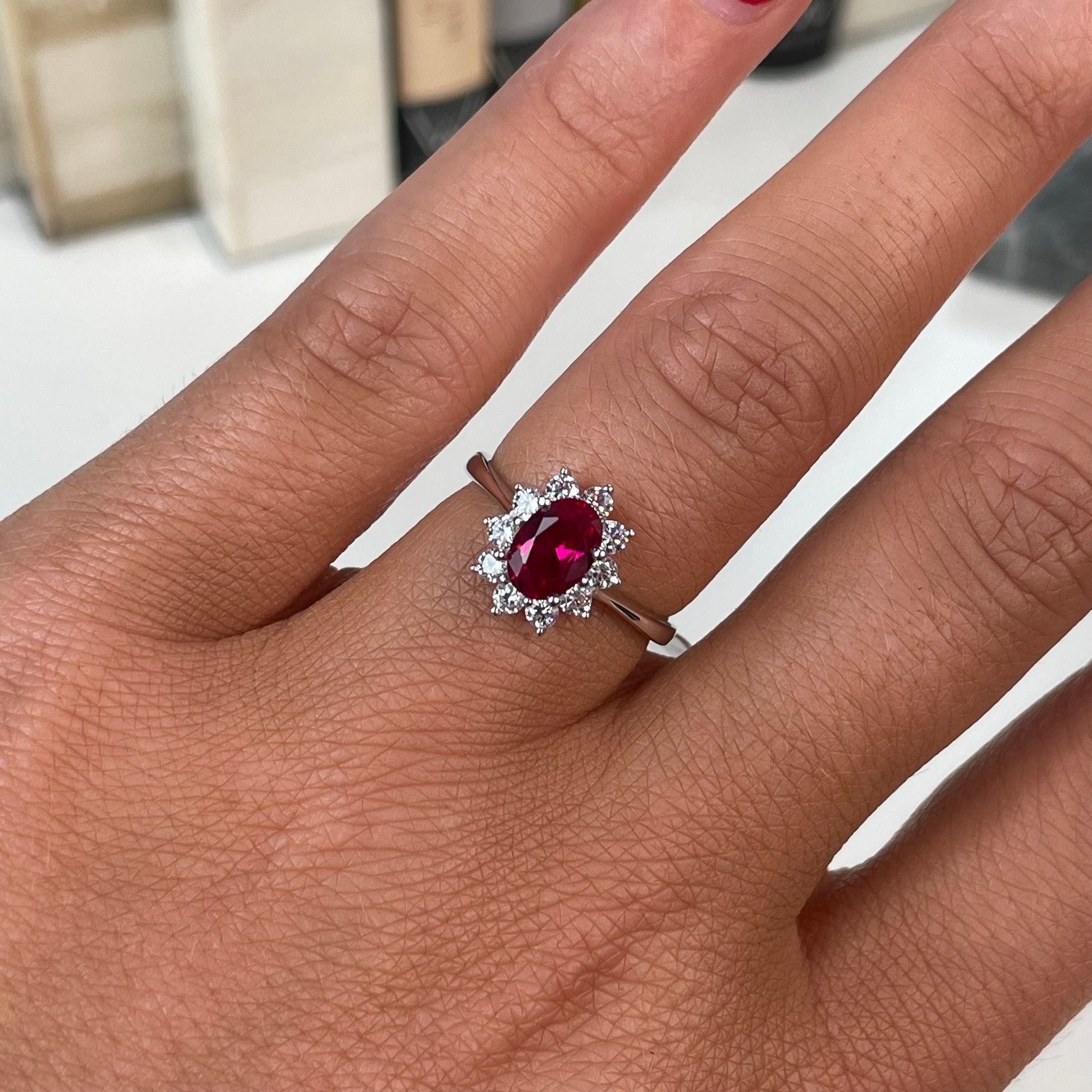 Silver Ruby Red CZ Diana Ring - John Ross Jewellers