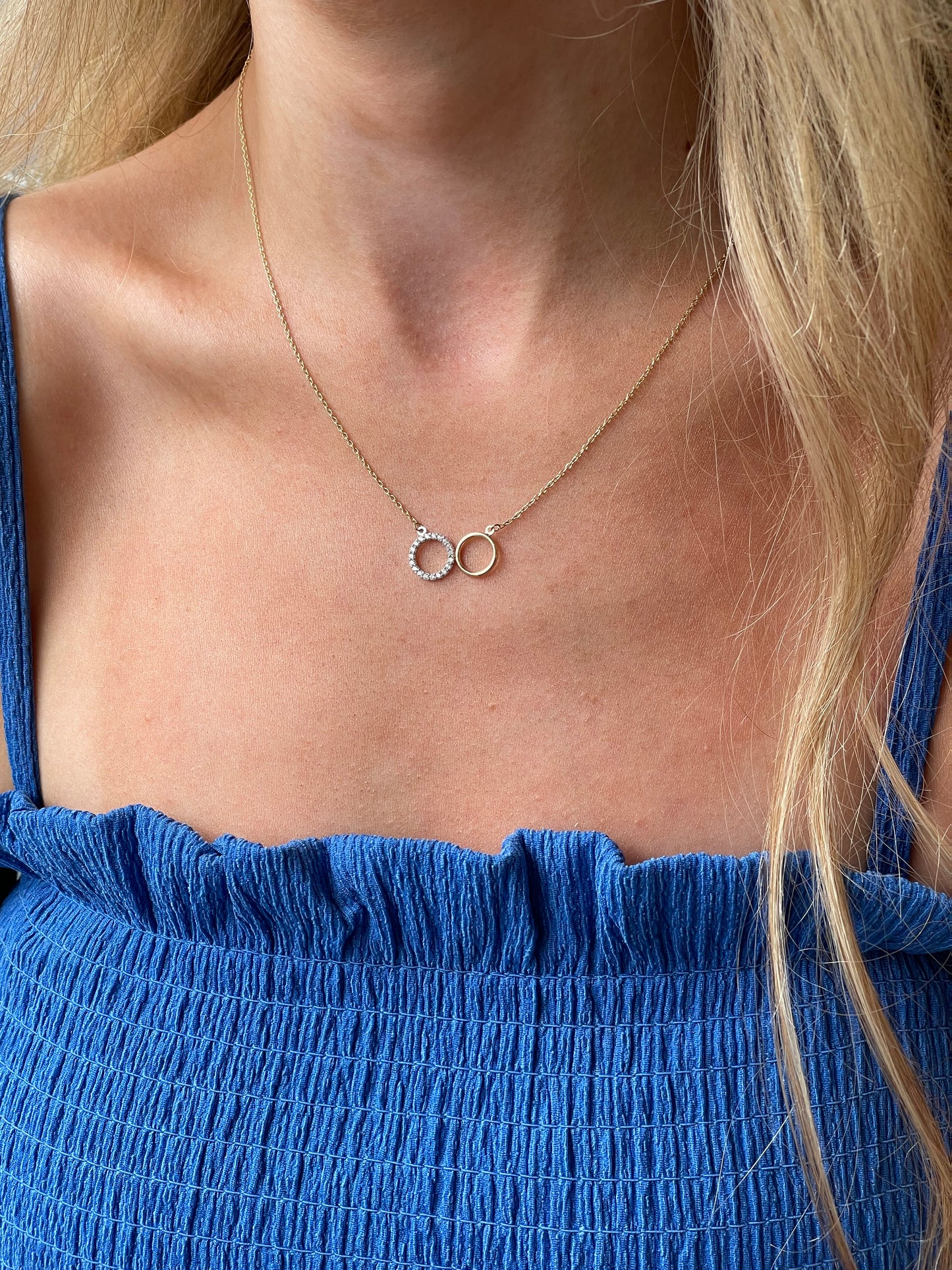 9ct Gold CZ Unity Necklace | Side by Side