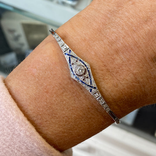 18ct White Gold Sapphire & Diamond Bracelet