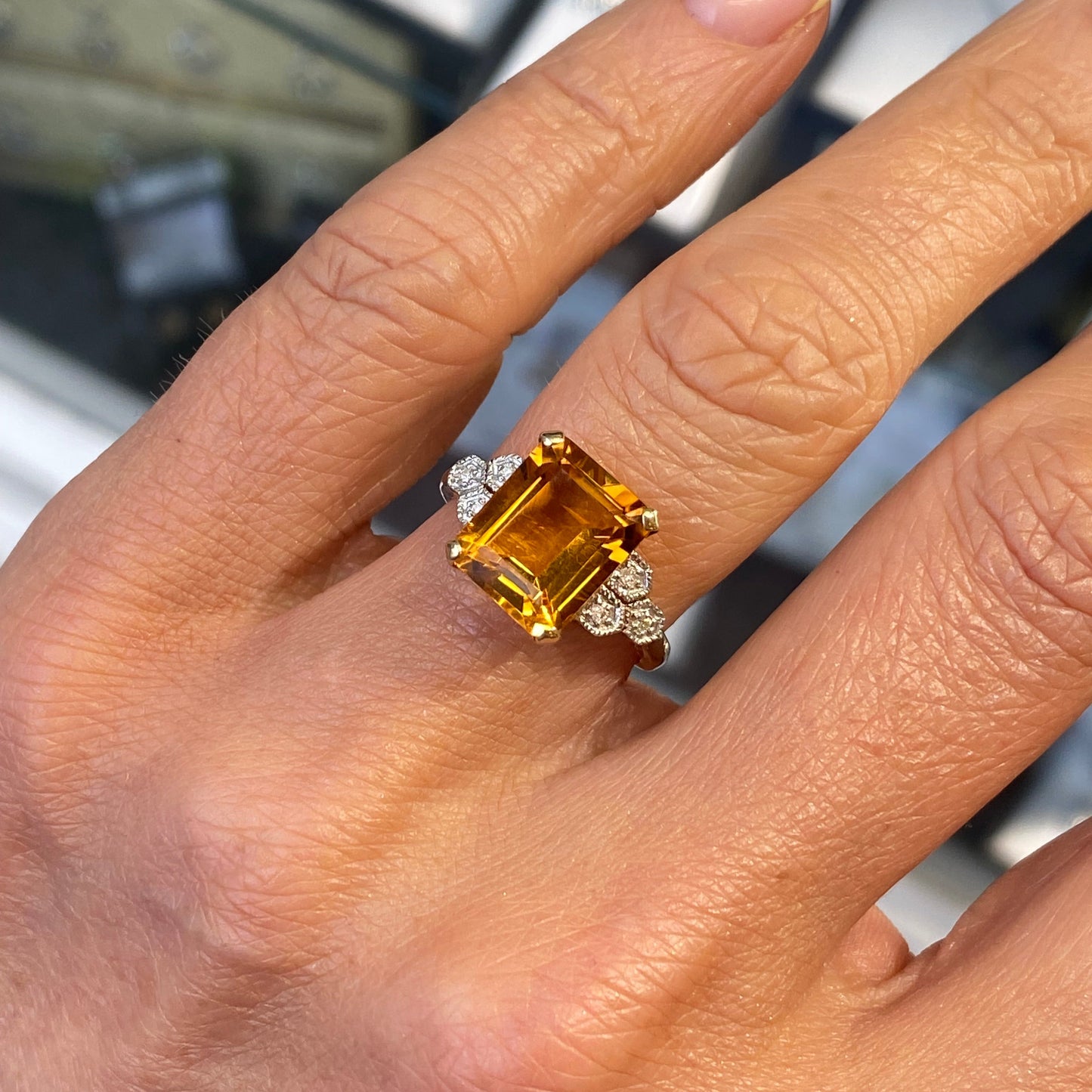 9ct Gold Citrine & Diamond Ring - John Ross Jewellers