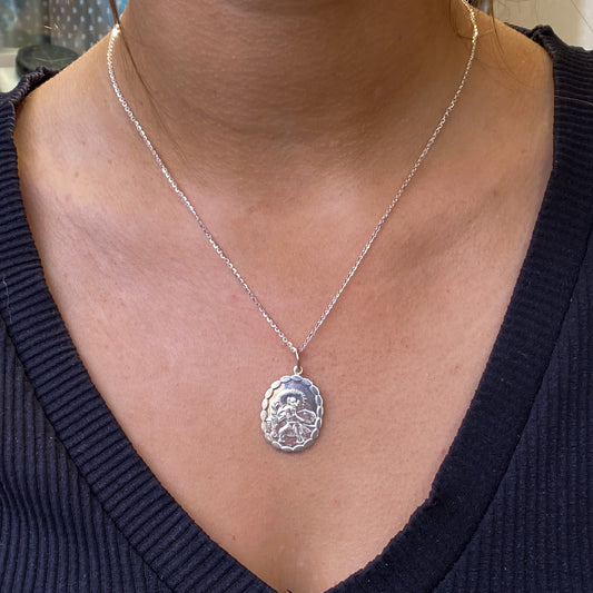 St Christopher Edged Oval Medal Pendant and Chain | Large - John Ross Jewellers