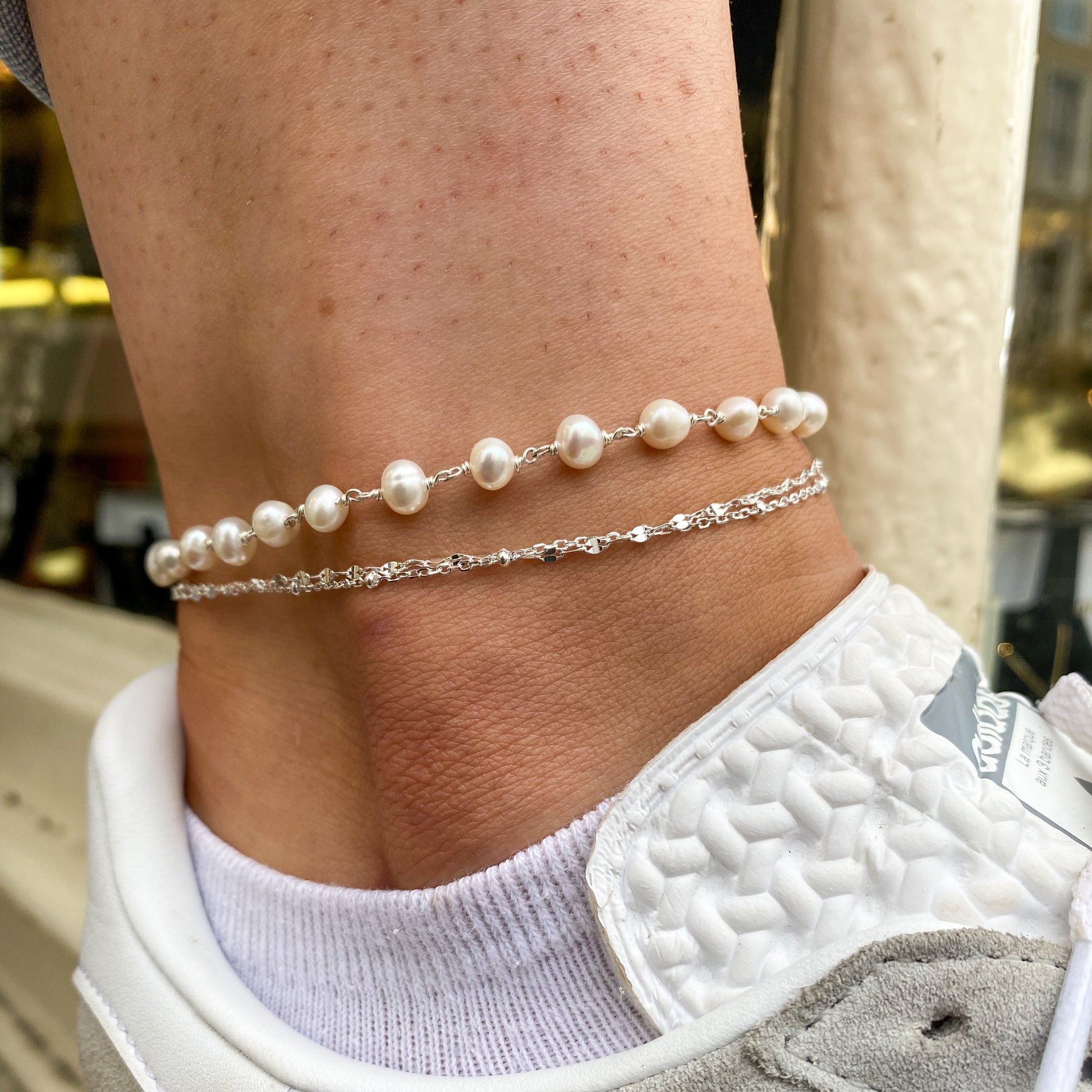 Silver Anklet - Triple Freshwater Pearl - John Ross Jewellers