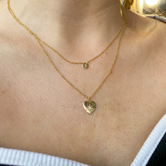 Sunshine Heart Double Disc Necklace