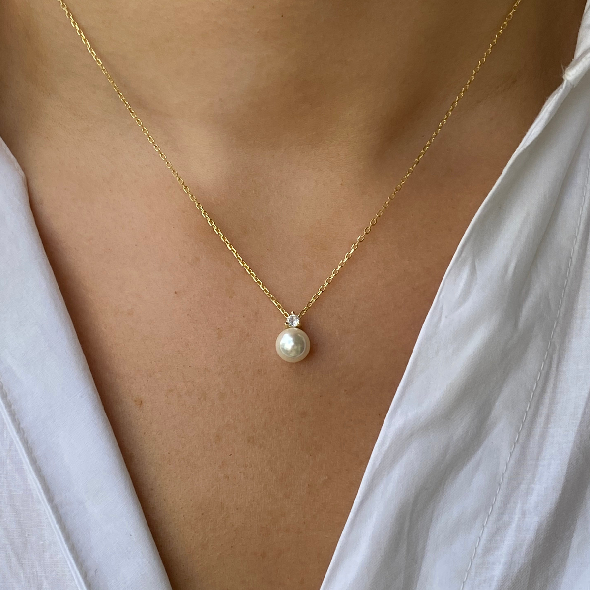 Sunshine Faux Pearl Pendant Necklace | 8mm