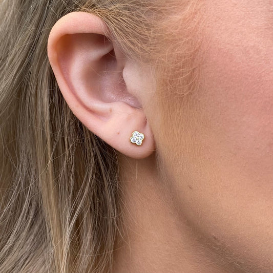 Sunshine CZ Quatrefoil Stud Earrings