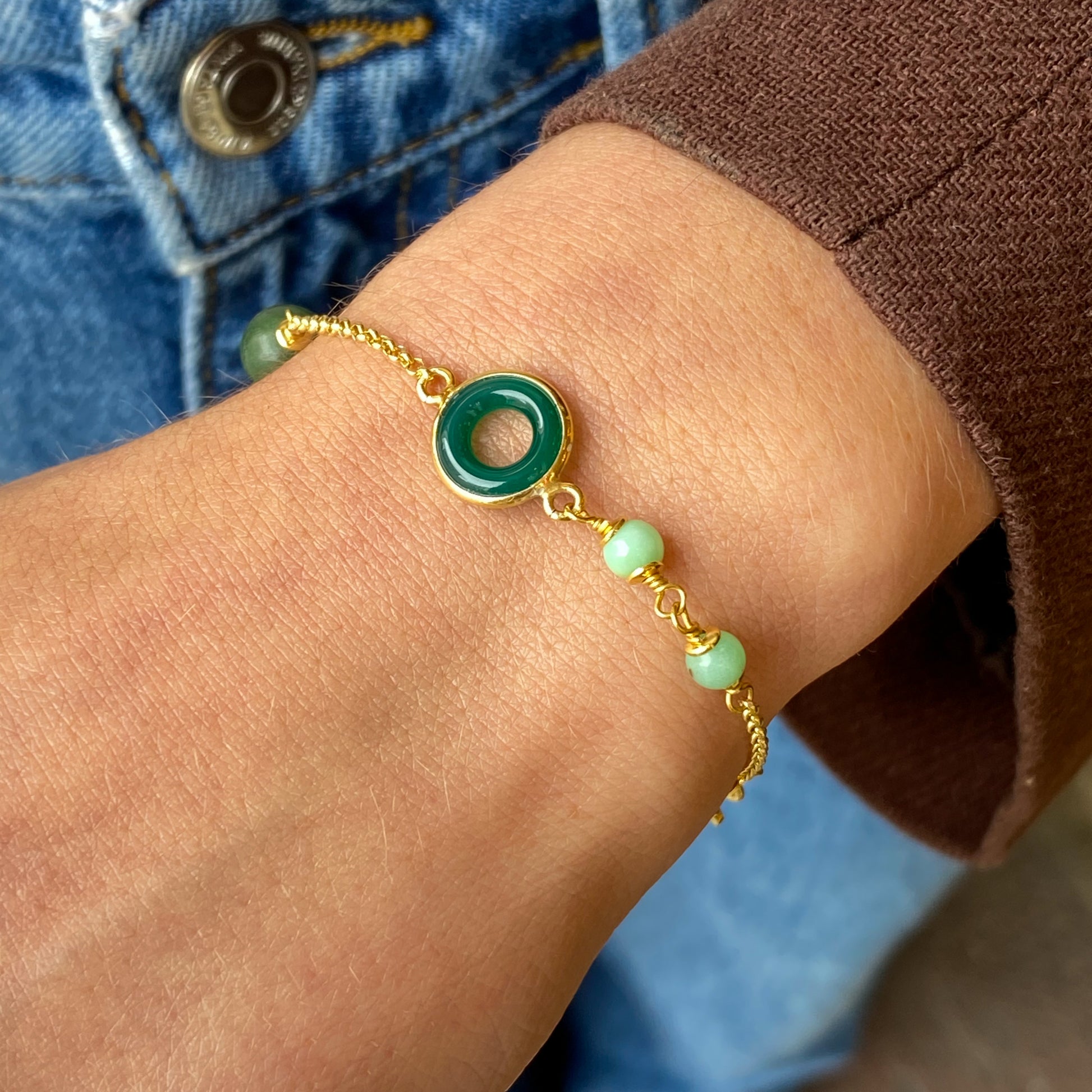 Green Goddess Jade, Malachite Rose Quartz Bracelet - John Ross Jewellers