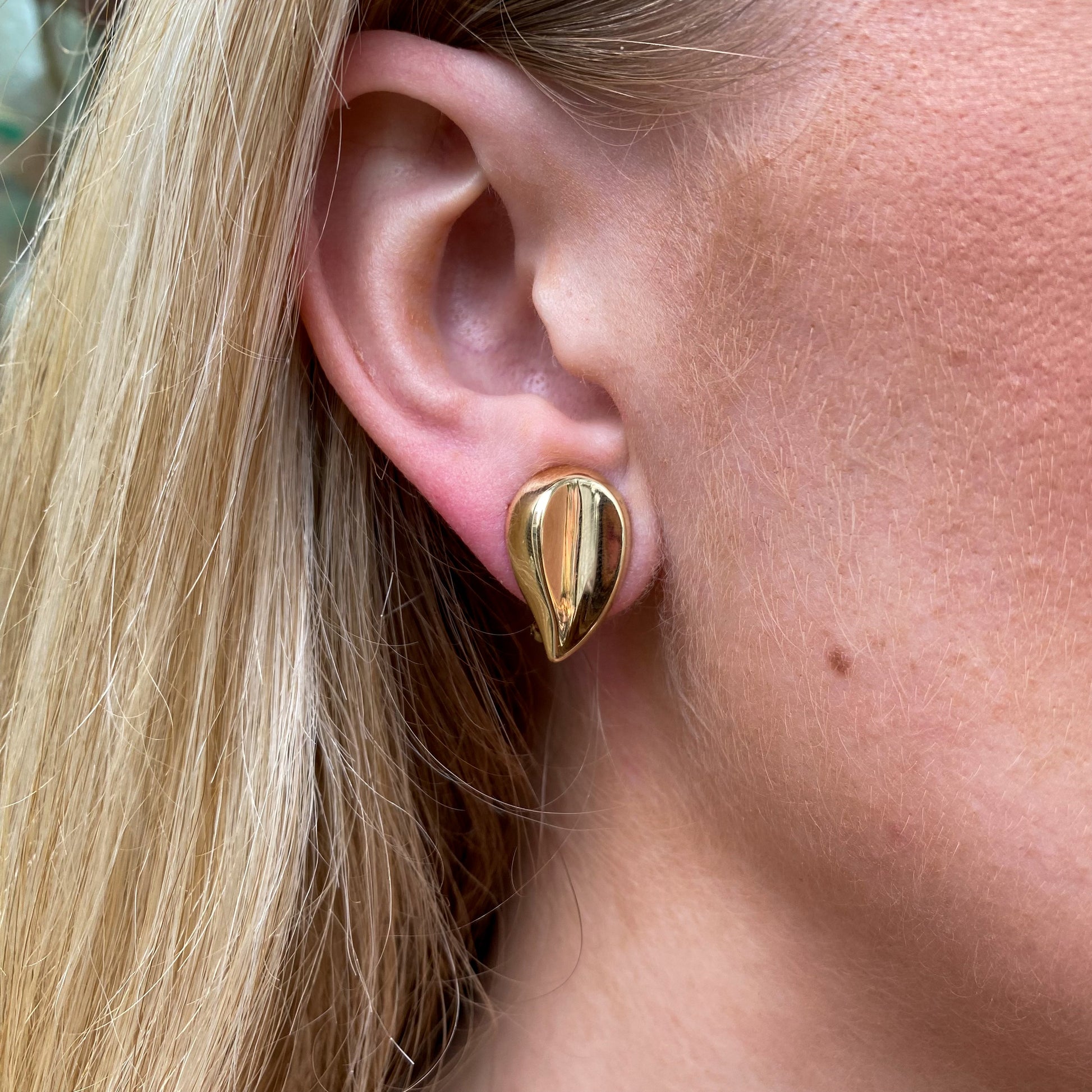 9ct Gold Tear Drop Clip On Hoop Earrings - John Ross Jewellers