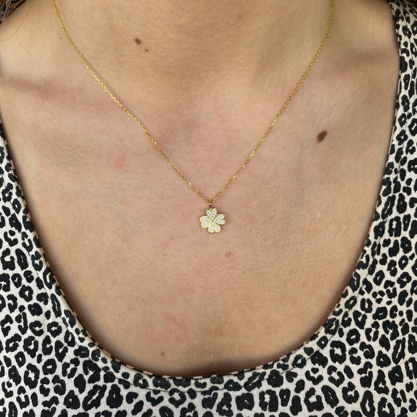 Sunshine CZ Quatrefoil Necklace