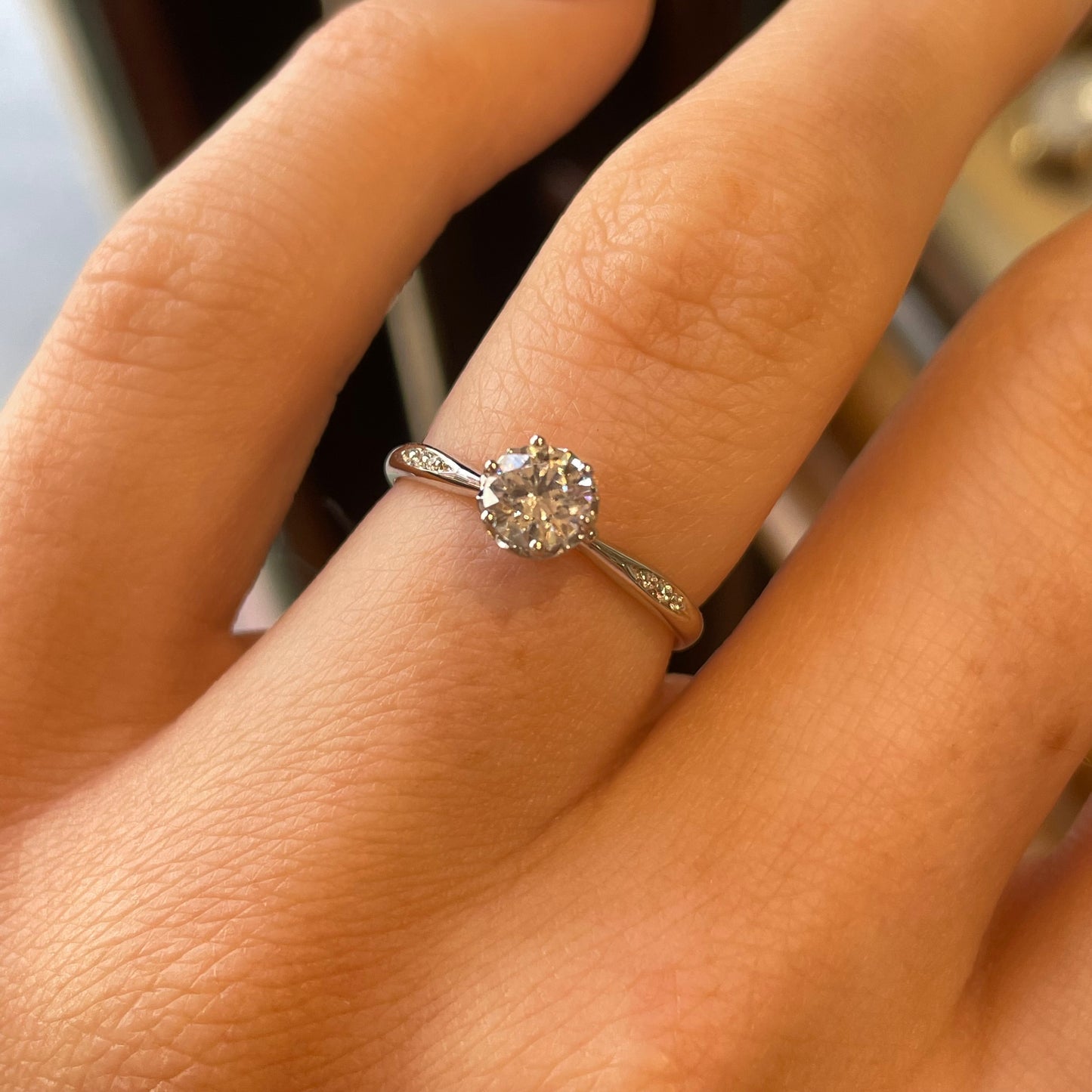 9ct White Gold Six Claw CZ Solitaire Ring
