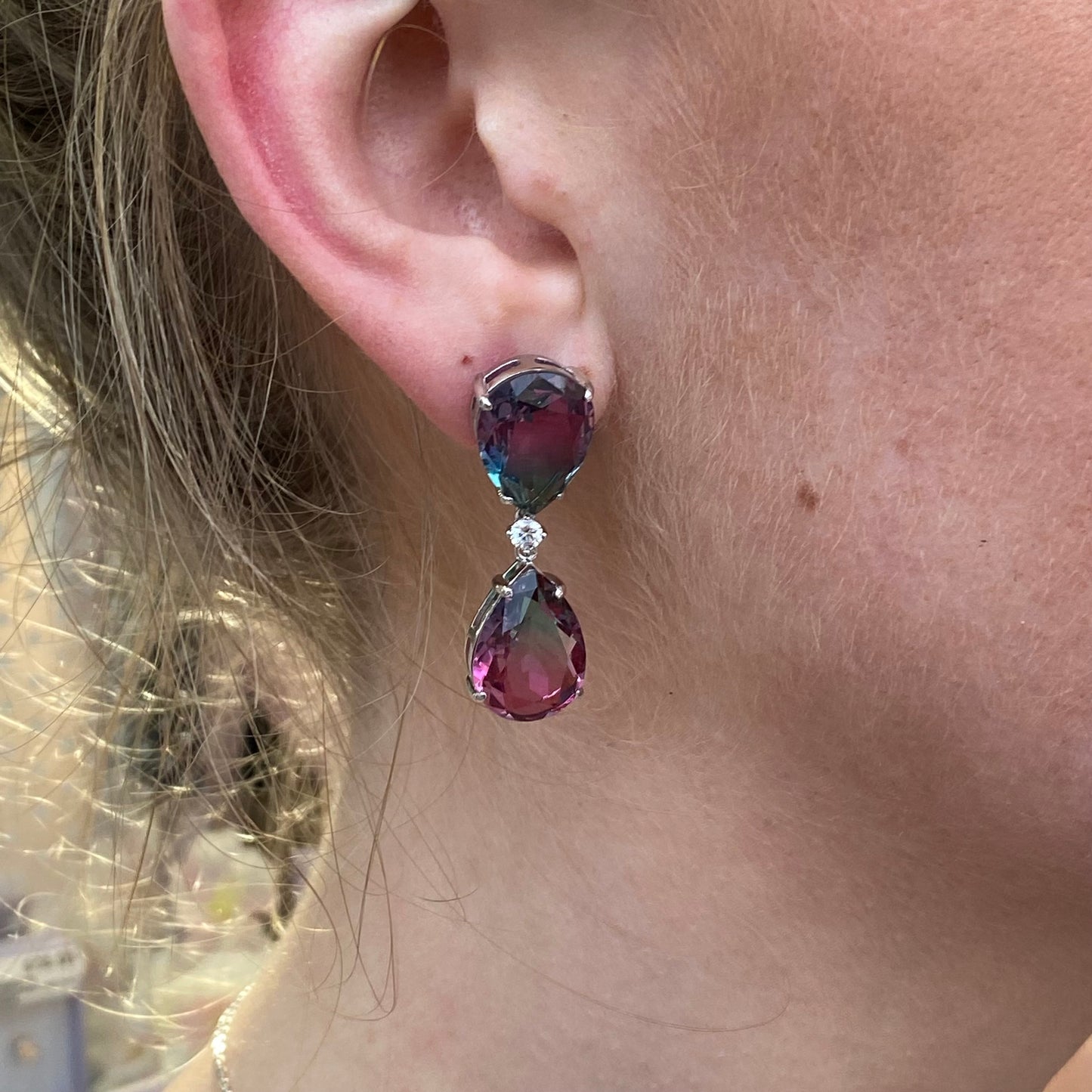 Silver Mystic Pear Drop Earrings - John Ross Jewellers